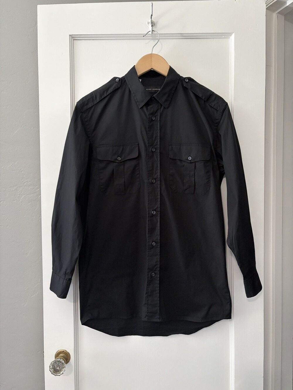 Ralph Lauren Black Label Shirt M Black Safari Military Epaulet Italy Archive